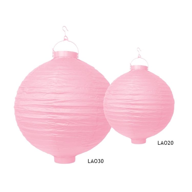 Lampion roz cu LED 30 cm