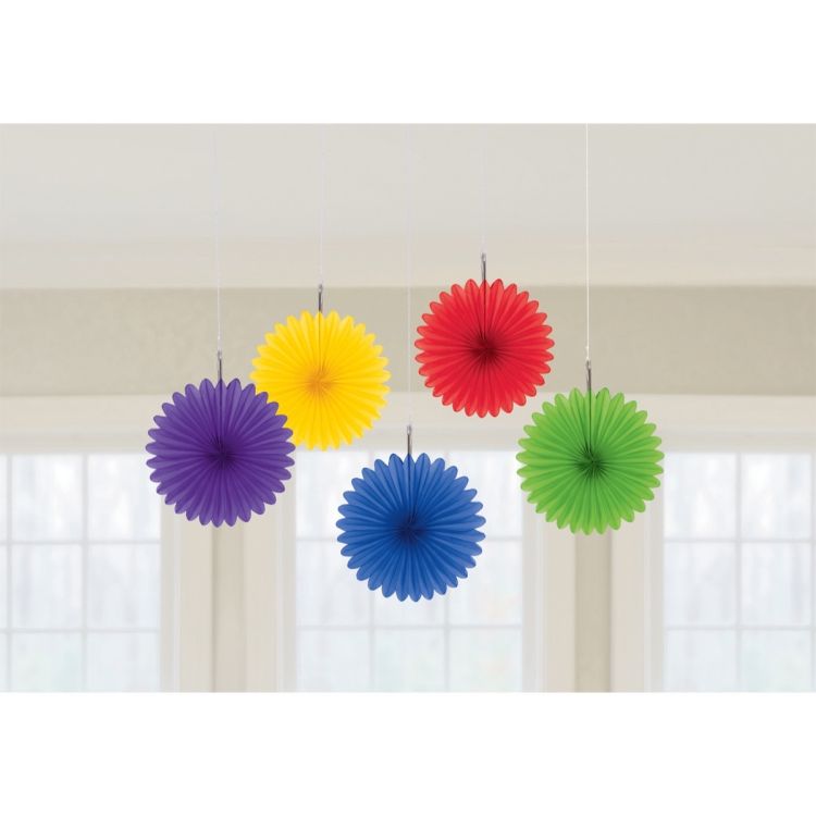 5 mini decoratiuni evantai multicolore 15 cm