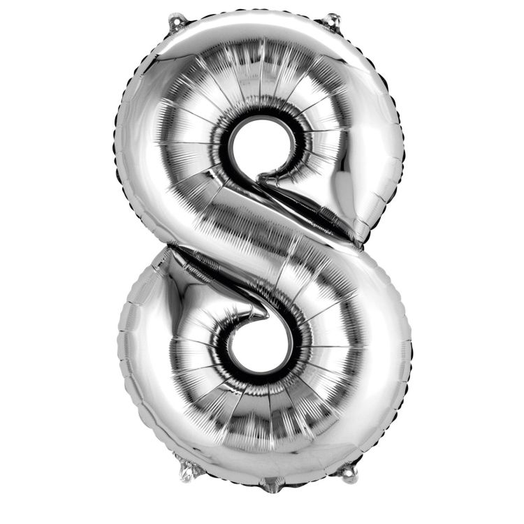 Balon folie argintiu cifra 8 - 53 x 86 cm