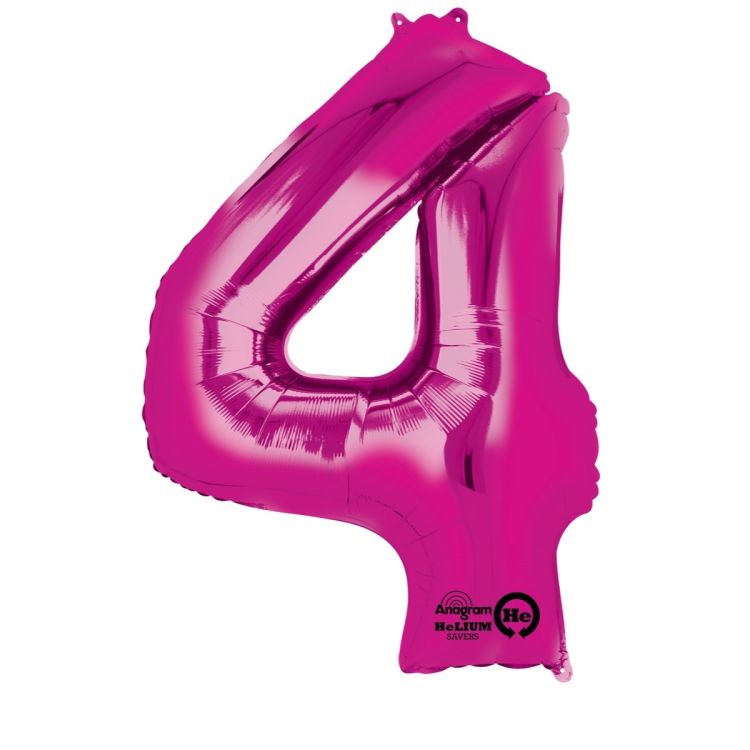 Balon folie roz cifra 4 - 60 x 91 cm