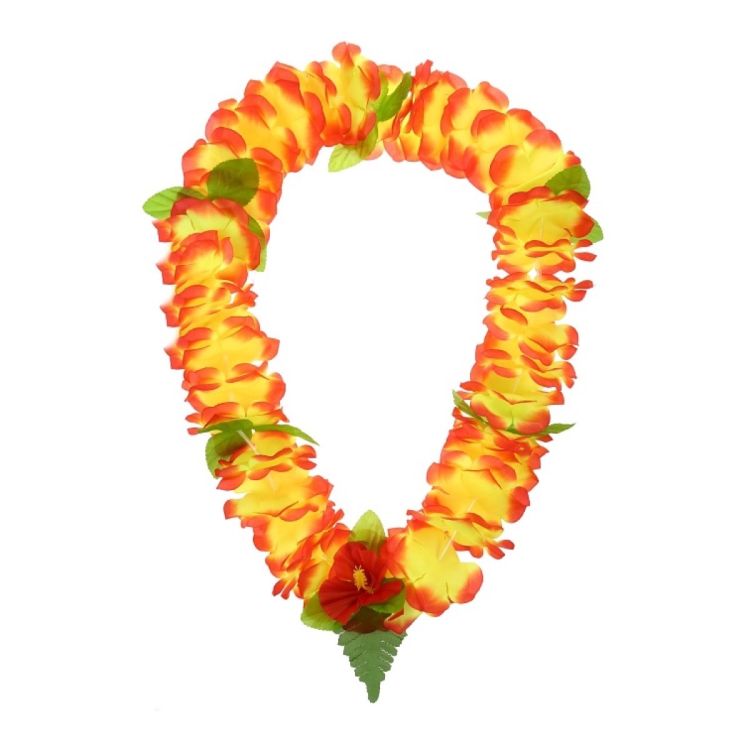 Ghirlanda colier hawaian portocaliu si galben