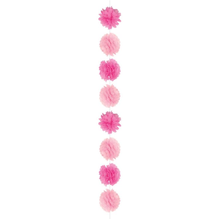 Ghirlanda cu pompoane roz 3 m