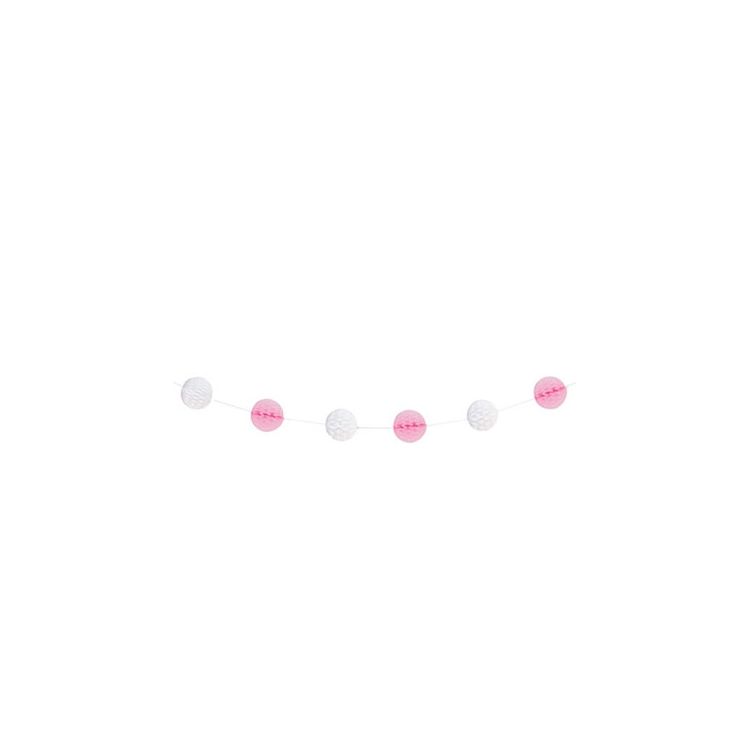 Ghirlanda decorativa cu globuri alb si roz