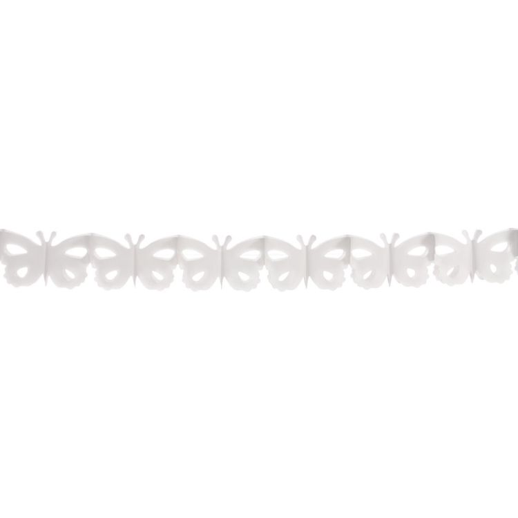 Ghirlanda decorativa fluture alb decupat