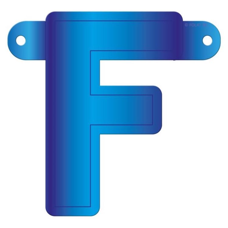 Litera F albastra pentru banner
