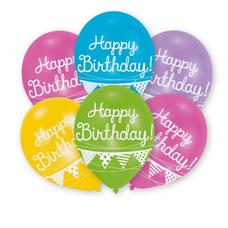 Baloane multicolore Happy Birthday 27 cm