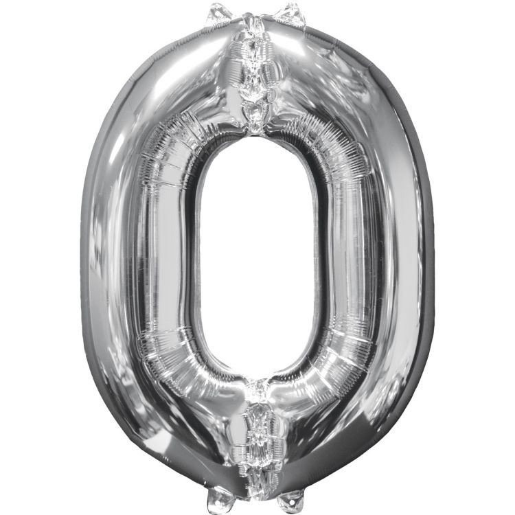 Balon argintiu cifra 0 - 50 x 66 cm