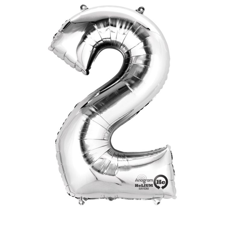Balon argintiu cifra 2 - 55 x 83 cm