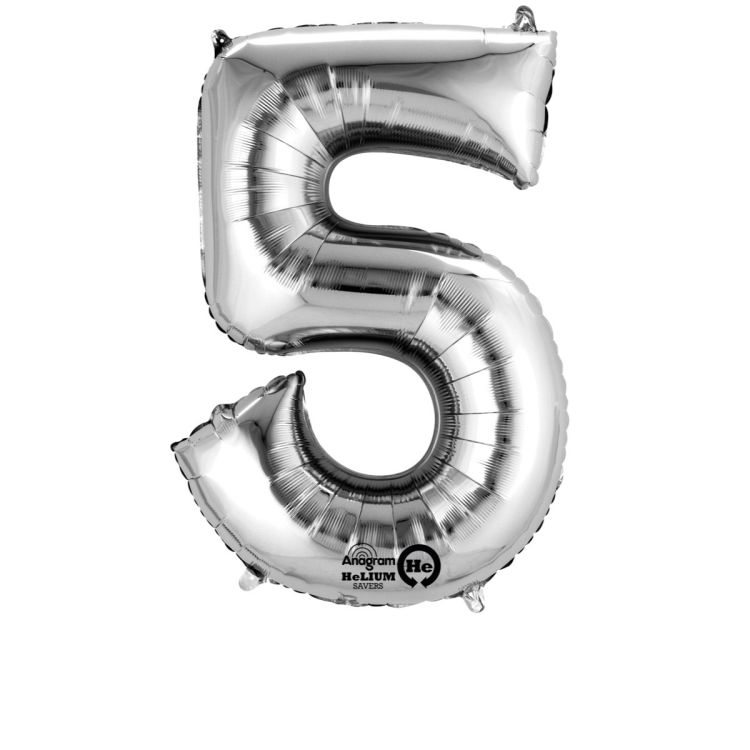 Balon argintiu cifra 5 - 58 x 83 cm