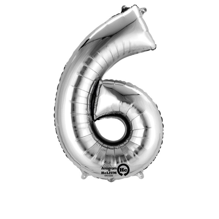 Balon argintiu cifra 6 - 55 x 86 cm