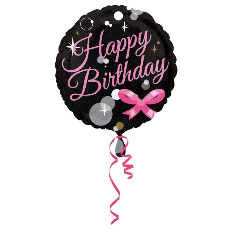 Balon negru Happy Birthday 45 cm