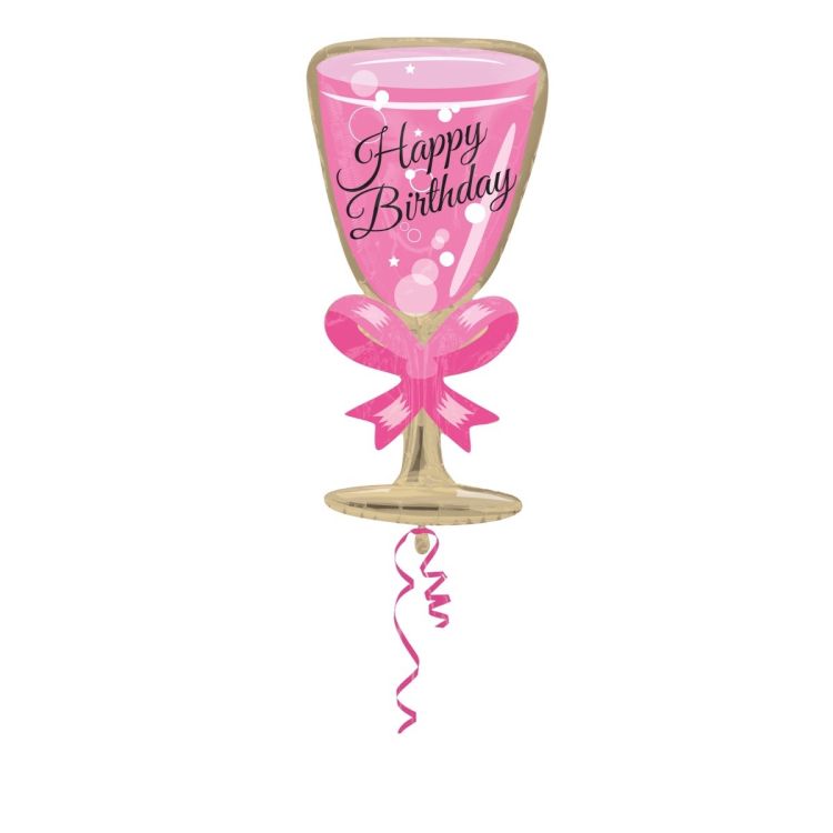 Balon roz pahar sampanie