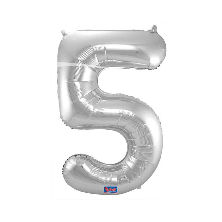 Balon cifra 5 argintiu 86 cm