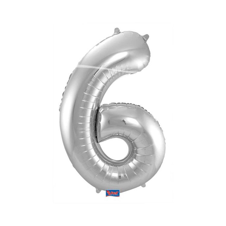 Balon cifra 6 argintiu 86 cm