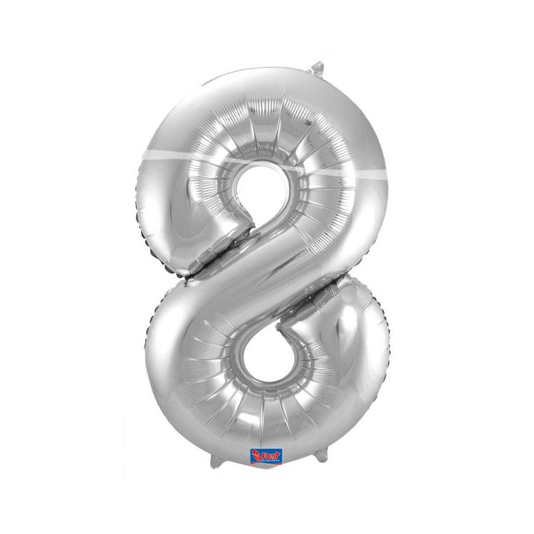 Balon cifra 8 argintiu 86 cm