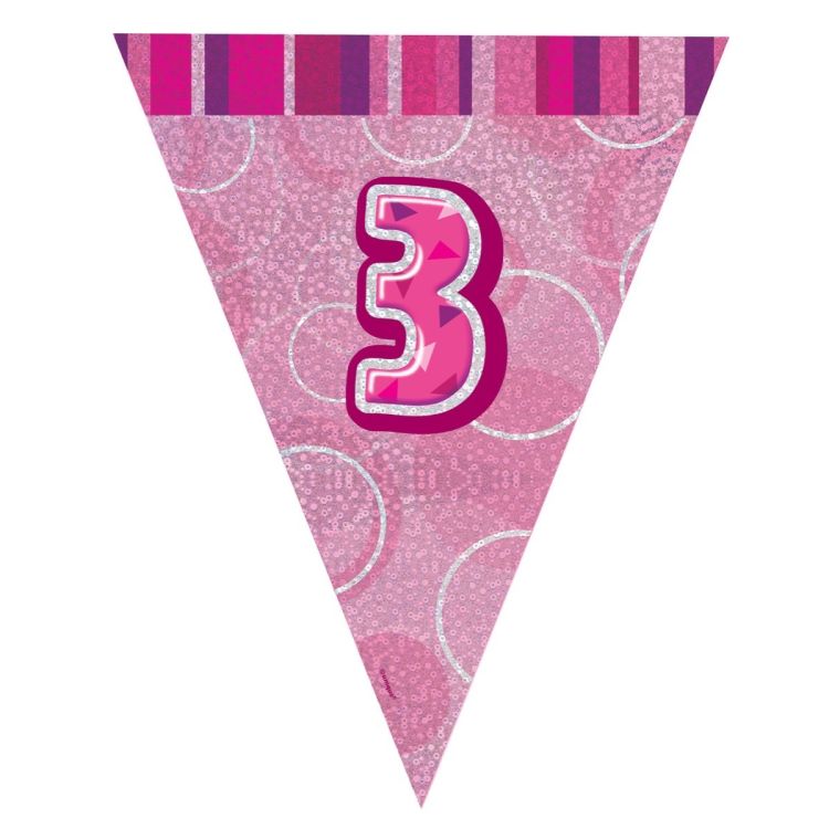 Banner stegulete roz cifra 3