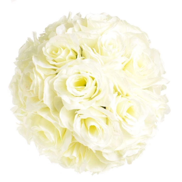 Decoratiune glob cu trandafiri albi 65 cm