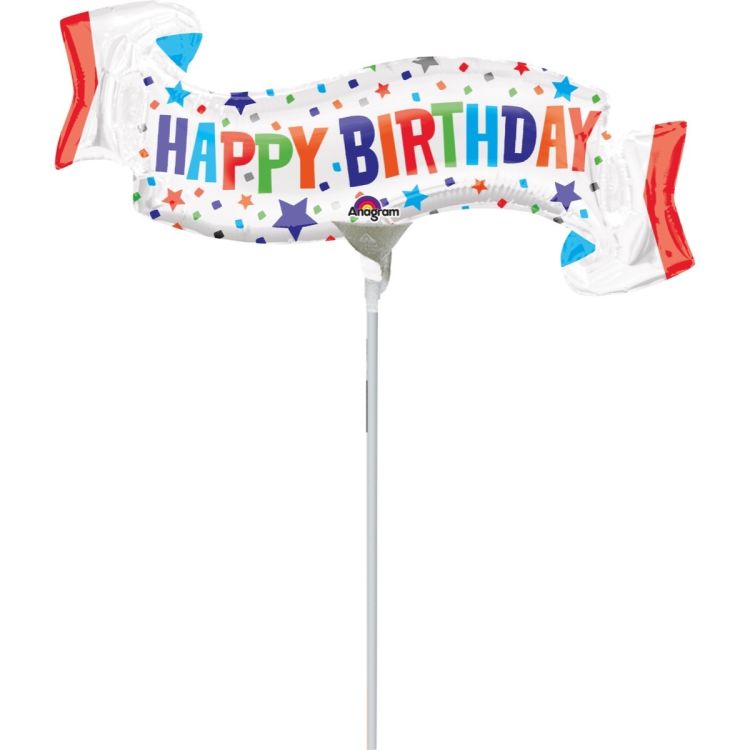 Balon folie Happy Birthday 14 x 42 cm