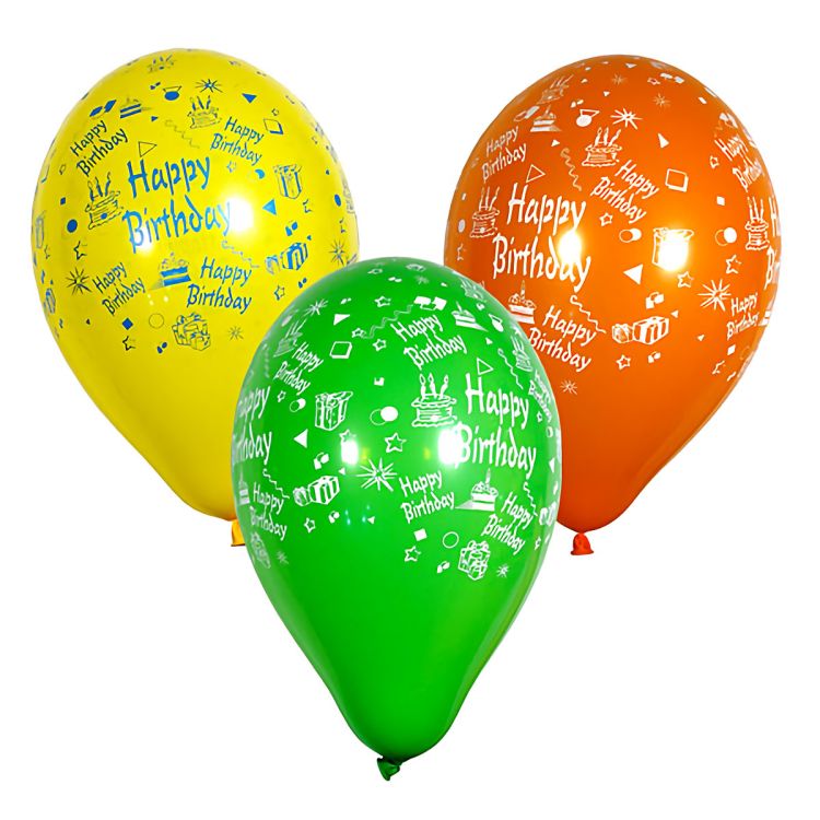 10 baloane latex Happy Birthday 29 cm