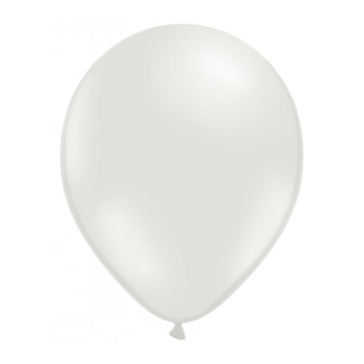 100 Baloane albe latex cu aspect metalic - 23 cm