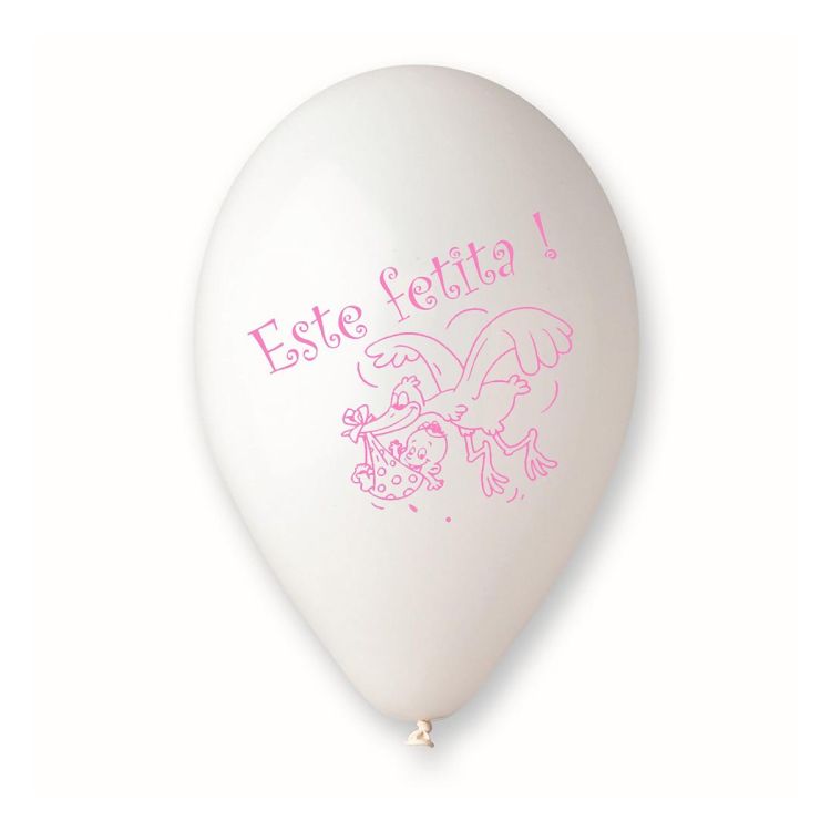 Baloane albe inscriptionate "Este Fetita" 26 cm