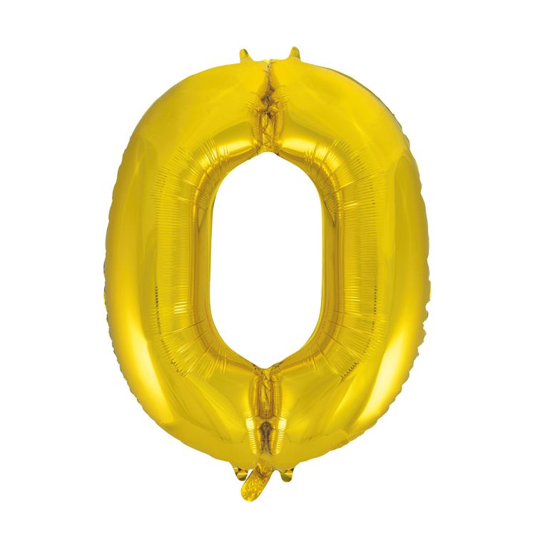 Balon cifra 0 auriu - 86 cm