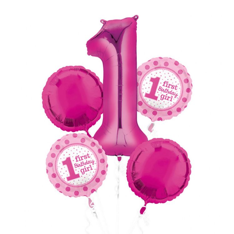 Buchet baloane roz prima aniversare