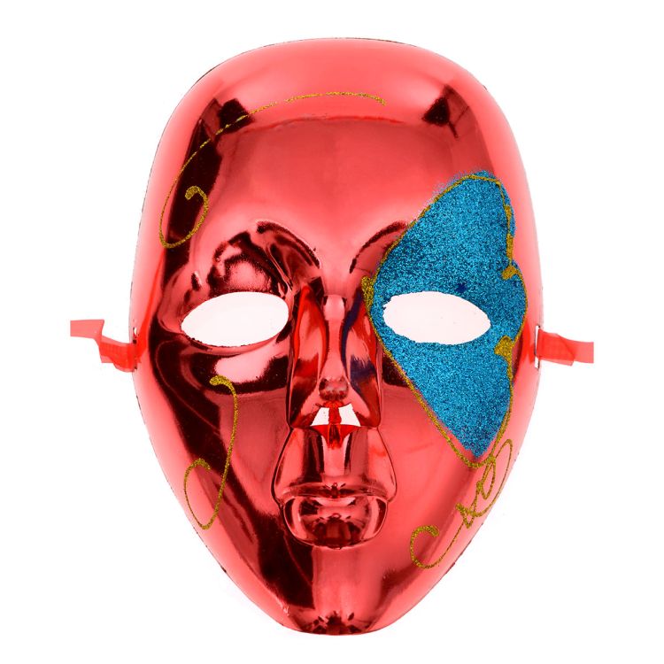 Masca venetiana rosie cu detalii bleu