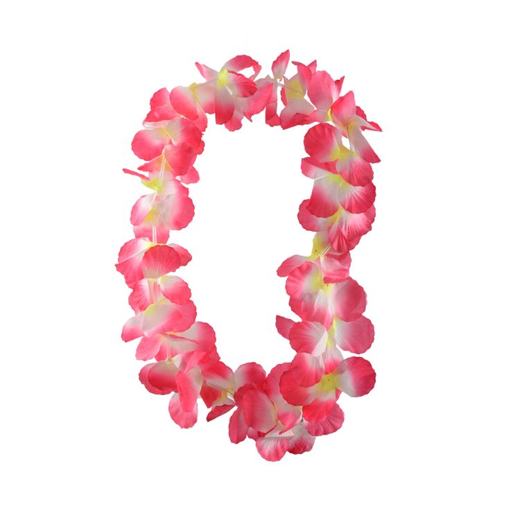 Ghirlanda hawaiana cu floricele colorate roz, alb si galben