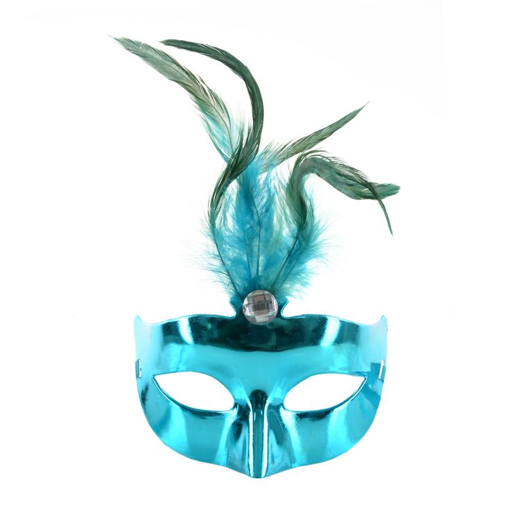 Masca venetiana bleu cu pene