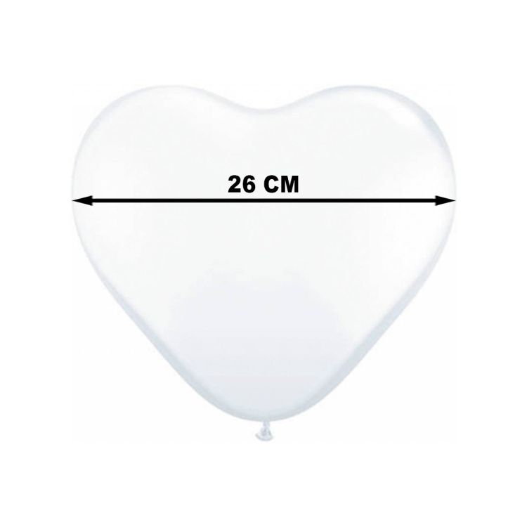 10 baloane latex inima alba 26 cm