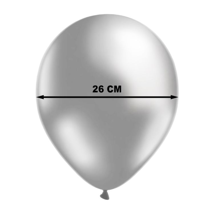 100 Baloane argintii metalizate Gemar - 25 cm