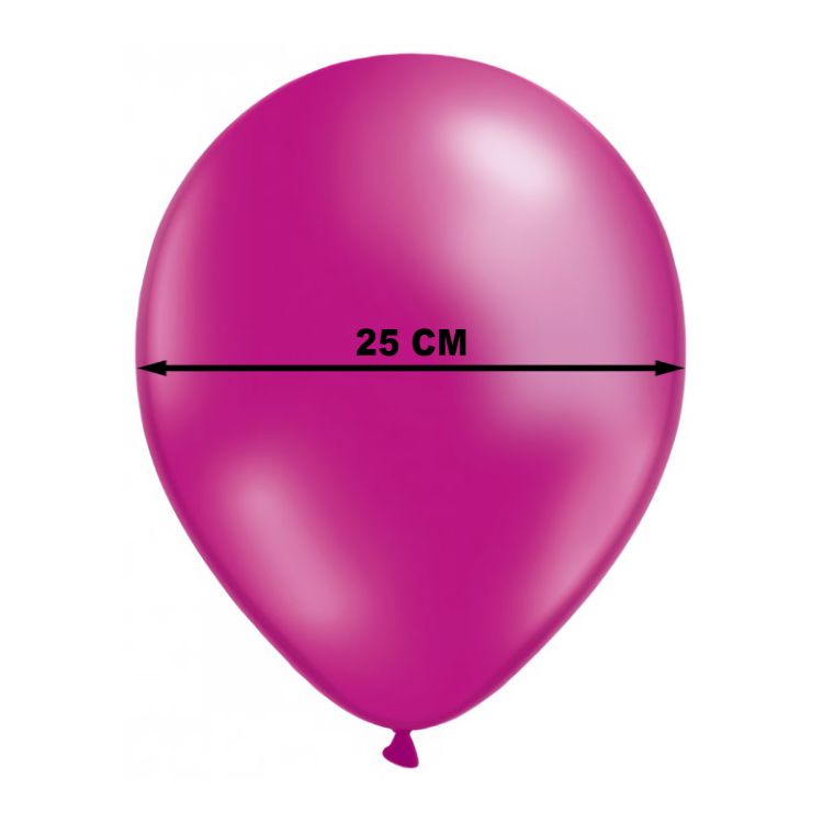 100 Baloane fuchsia latex cu aspect metalic - 23 cm