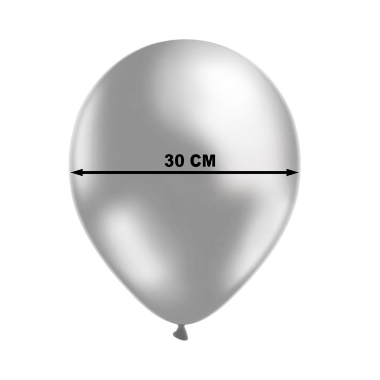 100 Baloane latex argintii Decohelium Metallic - 27 cm
