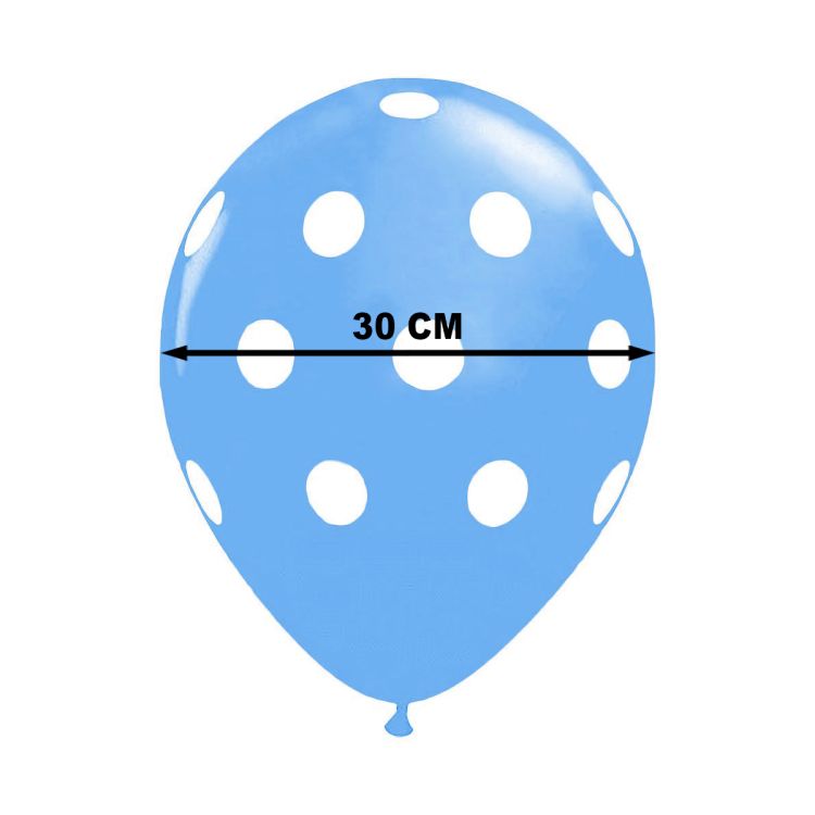 5 baloane bleu din latex cu buline albe