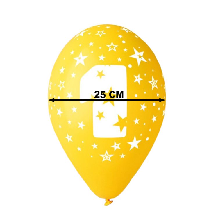 5 Baloane cifra 1 cu stelute - 25 cm