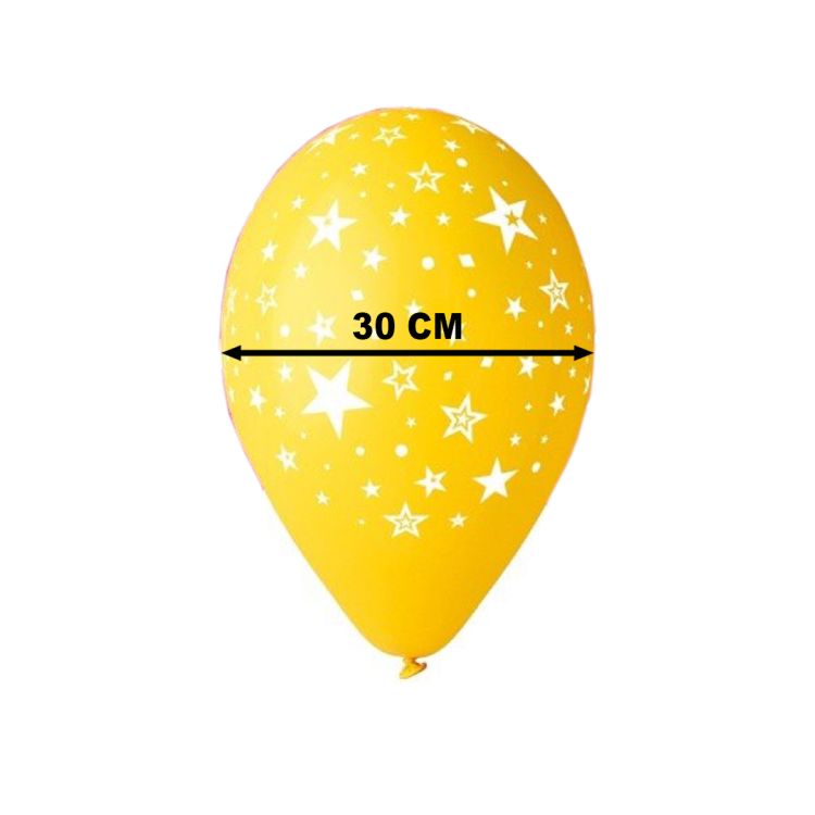 5 baloane colorate din latex cu stelute albe - 30 cm
