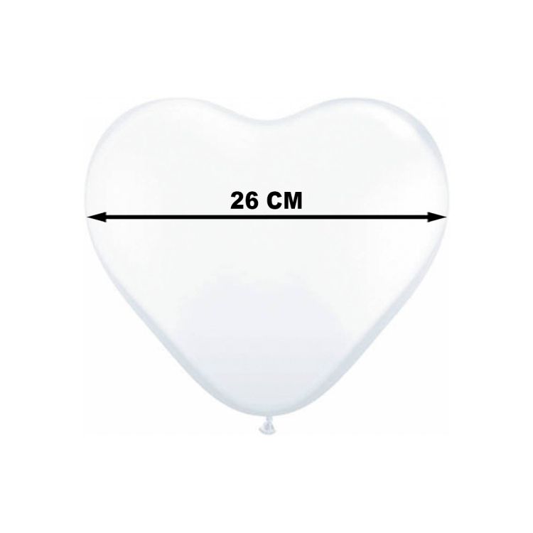 Baloane latex inima alba 26 cm - 100 buc.