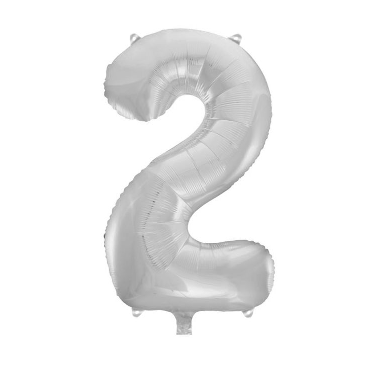 Balon folie argintiu cifra 2 - 66 cm