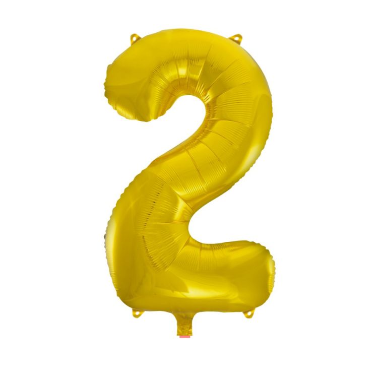 Balon folie auriu cifra 2 - 66 cm