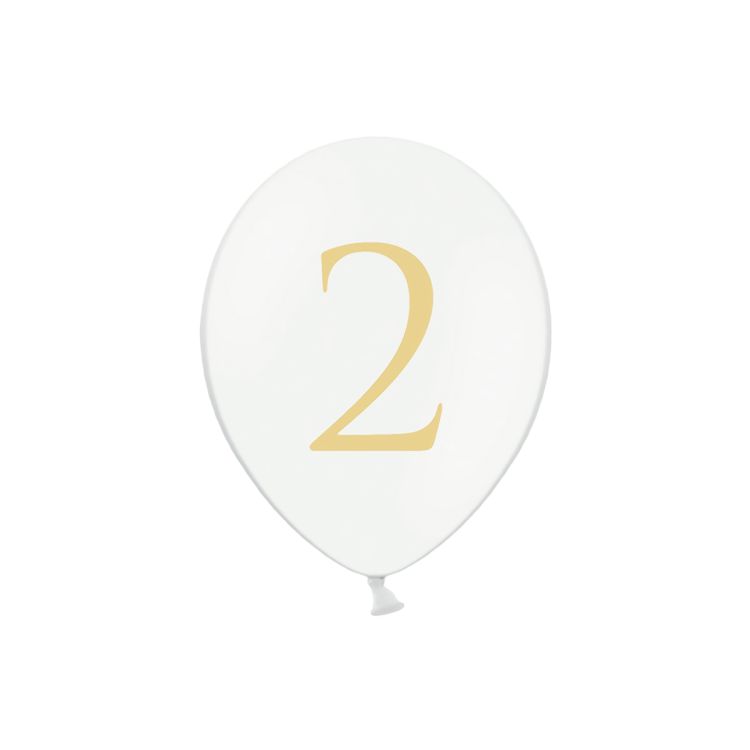 10 baloane albe cu cifra 2 - 30 cm