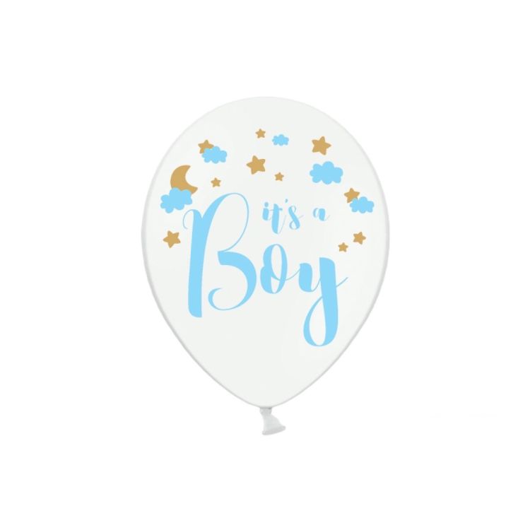 10 baloane albe It's a Boy - 30 cm