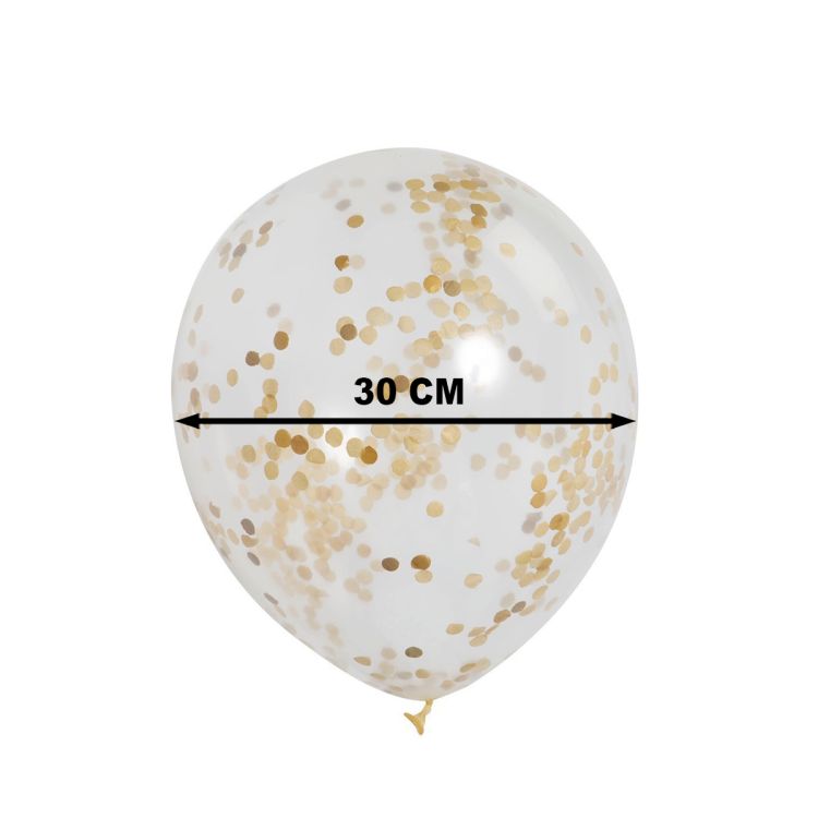 6 Baloane cu confetti aurii - 30.5 cm