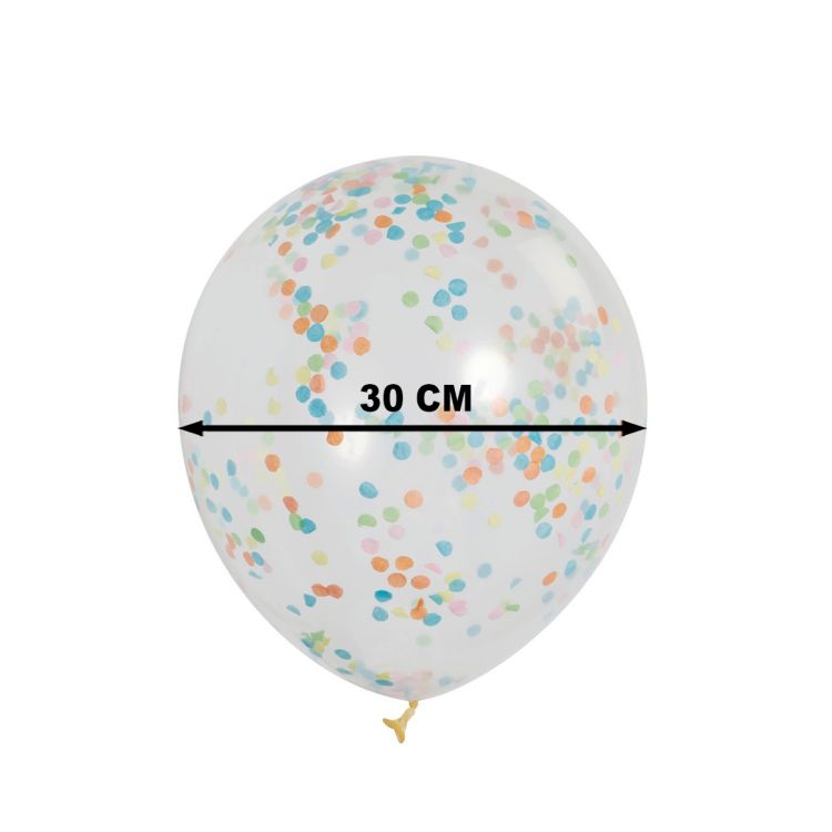 6 Baloane cu confetti multicolore - 30.5 cm