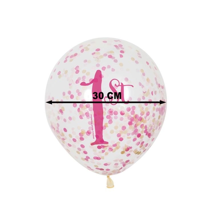 6 Baloane First Birthday roz - 30.5 cm