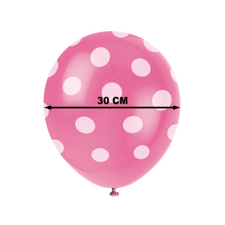 6 baloane roz cu buline albe