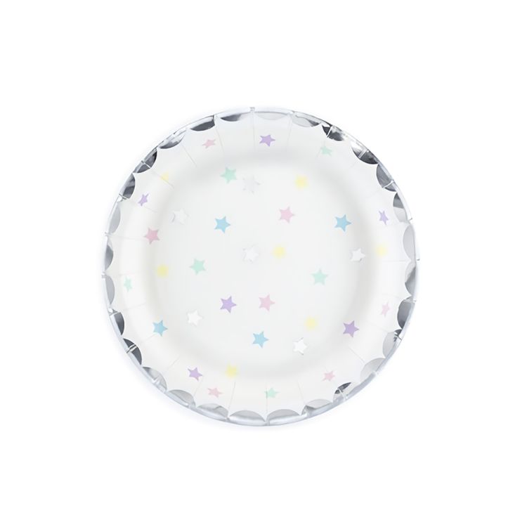 6 farfurii cu stelute multicolore - 18 cm