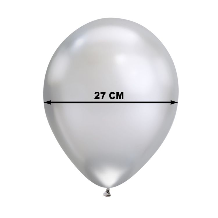 5 Baloane argintii cu LED - 27 cm
