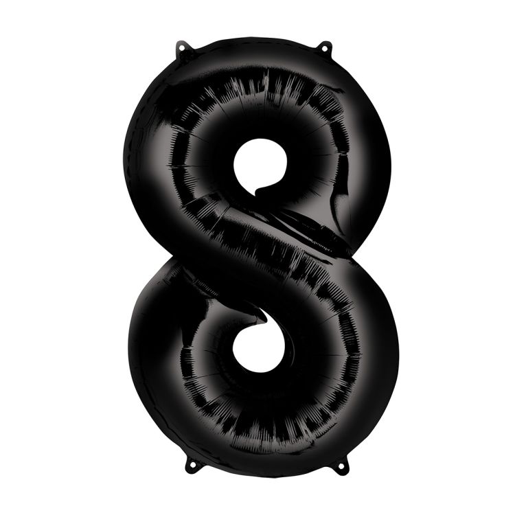Balon negru folie cifra 8 - 53 x 86 cm