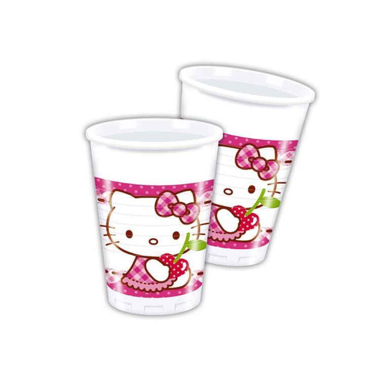 8 Pahare Hello Kitty hearts - 200 ml